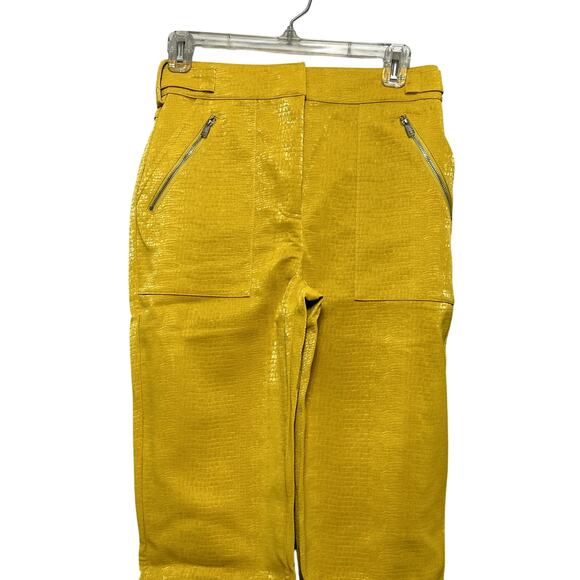 Royalty By Maluma Pants Faux Leather High Waisted Zipper Accents Yellow W 0 NWT - Picture 3 of 10